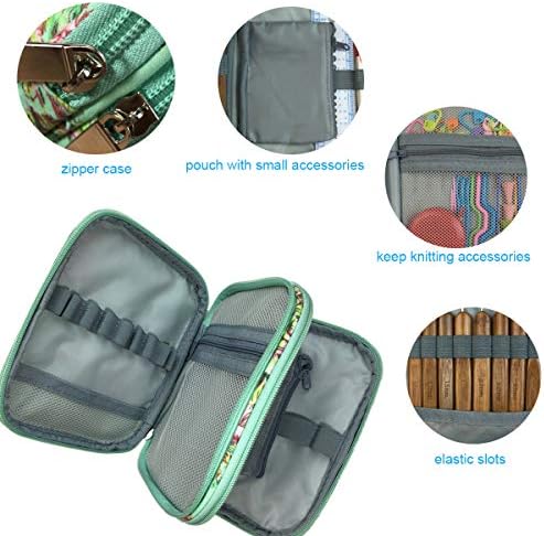 New Crochet Hook Case Without Hooks and Accessories, Zipper Storage Organizer Bag with Web Pockets for Various Crochet Needles/Knitting Accessories/Crochet Hook Kit Tools, Lightweight, Easy to Hold