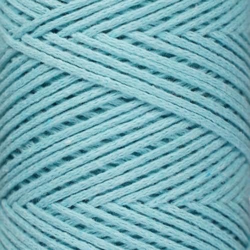 Makromecity, Cotton Macrame Cord 2mm x 195 Yards (590 feet) 2mm Recycled Cotton Crochet Yarn for Macrame Art & Crafts for Wall Hangings, Bags, Underplate, Rug (25 Colors Available) (Mint)
