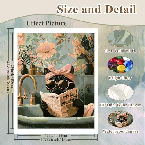 Cat Paint by Numbers Kit for Adults, Funny Paint by Number for Adults 16x20