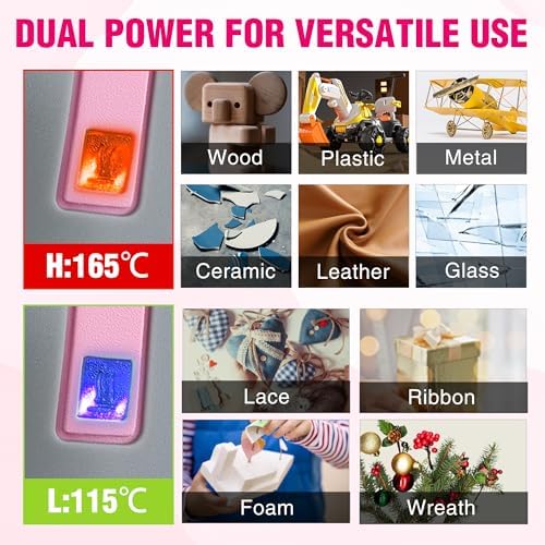 WORKPRO Cordless Hot Glue Gun, 7.2V Dual-Temp Kit, Pink