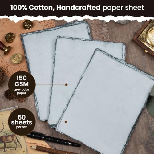 LEATHER VILLAGE Offwhite Deckled Edge Handmade Watercolor Paper 12x16.
