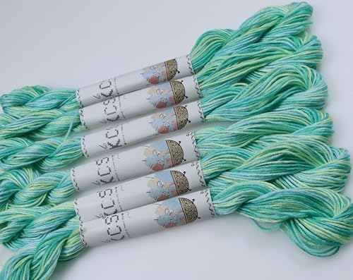 KCS Big skeins of 25 Meters Size 25 Color Variegated Cross Stitch Stranded Threads,6 skeins,4040