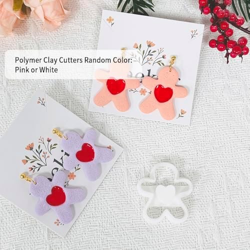 Xaekicr Cute Heart Gingerbread Polymer Clay Cutters Set – Clay Earring Cutters for DIY Earrings, Polymer Clay Molds for Jewelry Making – Clay Tools for Holiday Craft Lovers