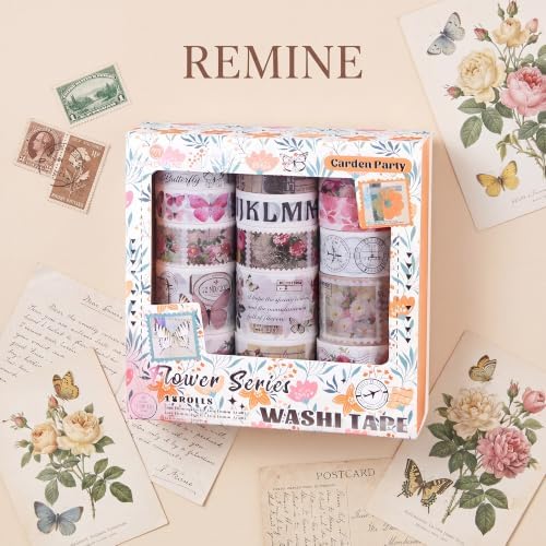 Washi Tape Set, 18 Rolls Washi Stickers, Assorted Sizes, for Junk Journal Scrapbook Tape, Bullet Journaling Scrapbooking Supplies, Planner Sticker DIY Craft DéCor (Dreamy Butterfly)