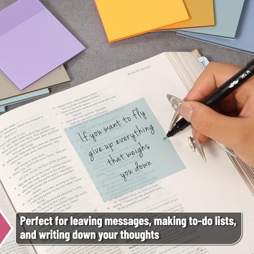 Mr. Pen- Transparent Sticky Notes, 3" x 3", 12 Pads, 600 Sheets | See Through Self-Adhesive Notes for Bible Journaling and Studying, Water-Resistant, Easy to Peel, Clean Removal