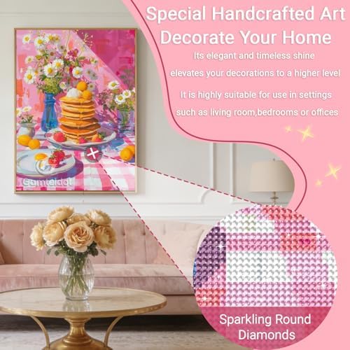 Gamteldot Cake Diamond Art Kits for Adults Beginners,DIY Daisy Diamond Art 5D Full Drill Diamond Dots Diamond Painting with Complete Tools,Pefect Art Crafts for Home Wall Decor Gift-12x16in