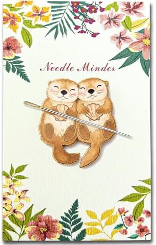Needle Minder for Keeping Sewing & Embroidery Needles – Magnetic Needlepoint Holder, Cross Stitch Supplies – Secure & Decorative Needle Minders for Stitching & Crafting (Cute Otters)