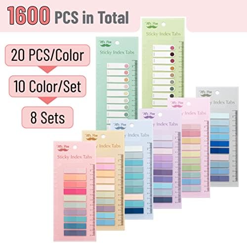 Mr. Pen- Colorful Sticky Tabs, 8 Sets, 1600 pcs, Morandi and Vintage