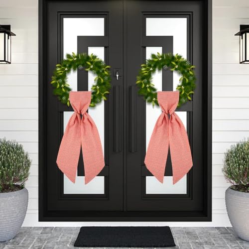 Wreath Sash for Front Door, Buffalo Plaid Fall Sash for Monogram Embroidery, Front Door Porch Decor, Autumn Thanksgiving Wreath Accessories, 5'' W x 54'' L