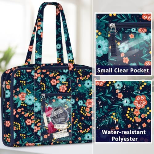 FINPAC Sewing and Craft Supplies Storage Tote Bag with Clear Pockets