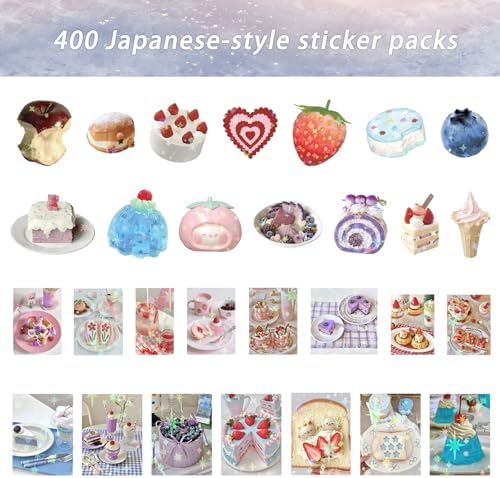 400 PCS Japanese Aesthetic Stickers for Adults, Kawaii Animal & Retro Deco Stickers Pack for Journaling, Scrapbook, Planner Decoration, Vision Board & Creative Stationery
