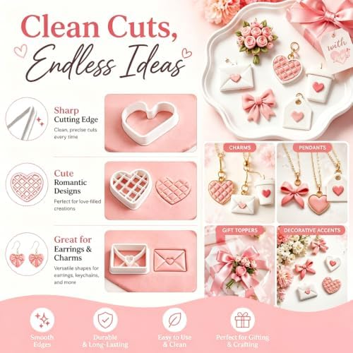 11pcs Valentine Clay Cutters for Earrings, Wedding Theme