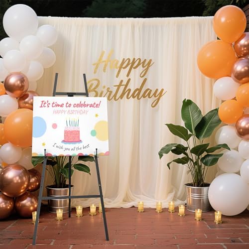 Black Easel Stand for Sign 2Pack, 4-Tier Metal Easel with Adjustable Chain | Heavy Duty Art Easel for Painting, Wedding Sign, Party, Posters & Commercial Display