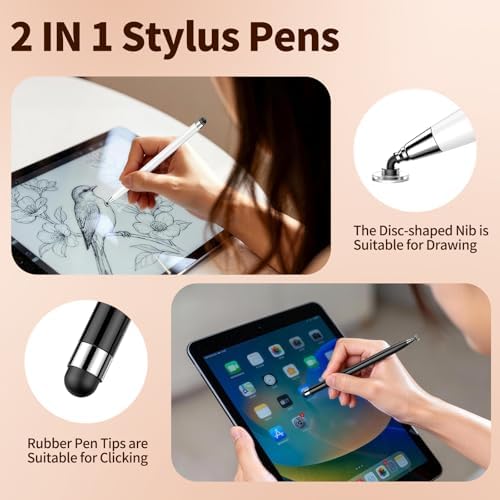 10PCS Stylus Pen for Touchscreen,Lightweight 2 in 1 Design