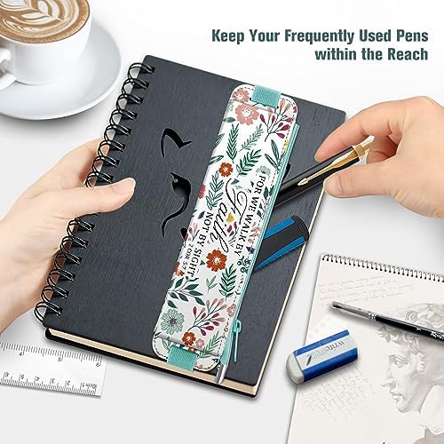 FINPAC 2-Pack Elastic Pen Holder for Notebook Leather Pen Holder