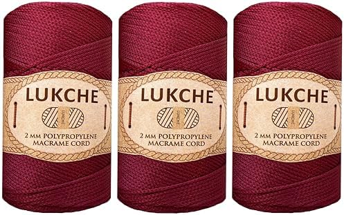 Polypropylene Macrame Cord 2mm x 251 Yards, 3 Skeins (Burgundy)