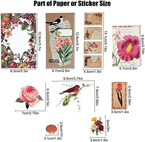 Esweny 200PCS Vintage Scrapbooking Supplies Kit for Journaling, Scrapbook Sticker Paper Pack for Junk Journal Planners Aesthetic Cottagecore Room Decor Wall Art Collage Album
