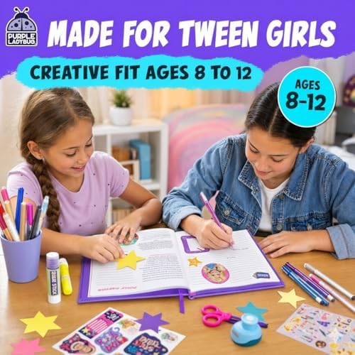 DIY Journal Kit for Girls Ages 8-12, 50+ Accessories, Hard Cover Journal
