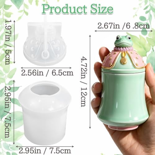 Frog Trinket Jar Silicone Mold, Storage Container Mold with Lid