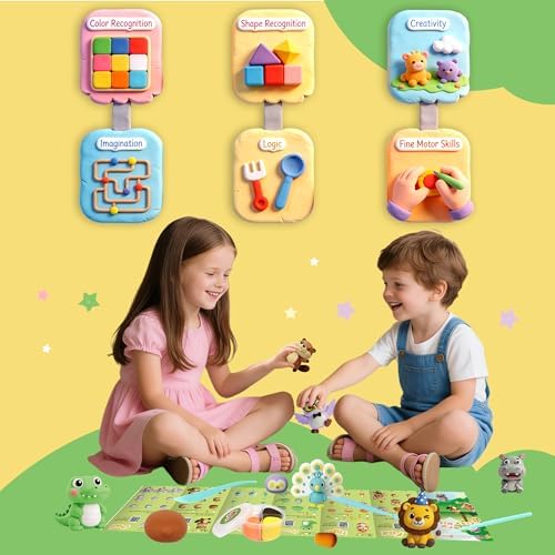 Nicella Air Dry Clay Kit, 12 Animals Modeling Clay for Kids, Model Magic Clay with Sculpting Tools and Tutorials, Safe & Non-Toxic, DIY Arts & Crafts School Projects, Home Party Favors for Boys Girls