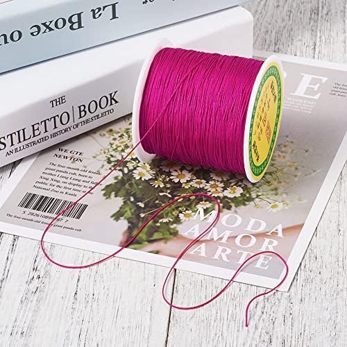 150 Yards 0.5mm Braided Nylon Crafting Thread Chinese Knotting Beading String Macrame Cord Rope for Necklace Bracelet Jewelry Craft Making, Camellia