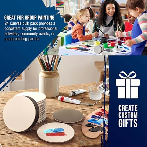 U.S. Art Supply Mini Magnetic Canvas Panels, 24 Pack, 4 Inch Round