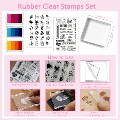 Comealltime Card Making Supplies, Card Making Kit with 30 Greeting Cards and Envelopes Set, Gem Stickers, Washi Tape, Rubber Stamps, Cute Stickers for Birthday Wedding Christmas Greeting Card DIY