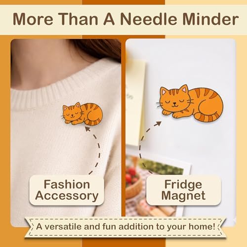 Kraftex Magnetic Needle Minder. Needleminder for Embroidery & Sewing. Cute Needlepoint Accessories. Magnetic Needle Holder for Cross Stitch. Cute Magnet Pin Gift, Orange Cat