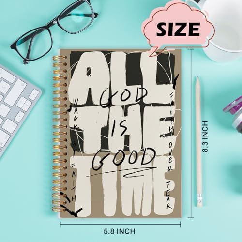 Christian Spiral Notebooks, God Is Good All the Time Bible Journaling Notebook, Religious Journals for Writing, Bible Notebook for Note Taking, Christian Gifts for Women Men, 5.5x8.3 Inch
