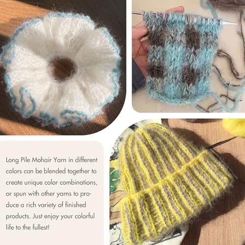 NICEEC 2 Skeins Long Pile Mohair Yarn 2.82oz/788yds - Grayish