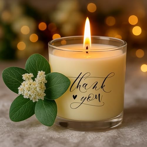 Ziliny 10 Pcs Thank You Heart Glass Candle Jars Empty Containers Bulk 7 oz Glass Jars with Cork Lids Tins for Holiday Candle Making Storing Biscuits Tea Party Favors