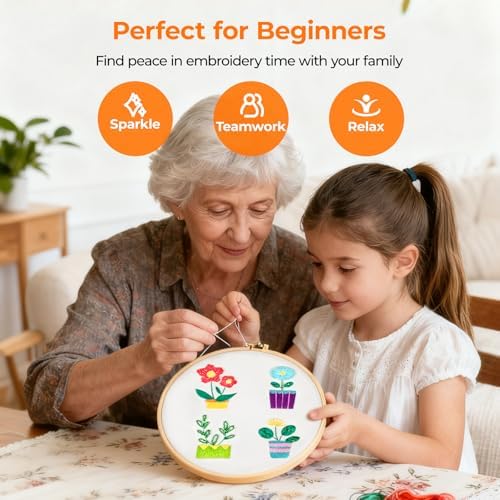 HTVRONT Sparkling Bead Embroidery Set, 3 Packs, for Senior Beginners