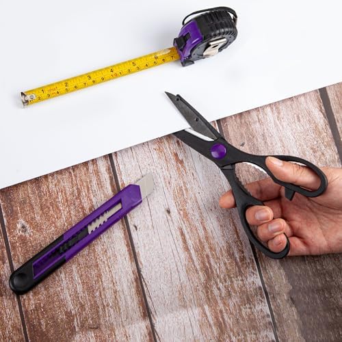 CARTMAN Complete Household Tool Set, Purple Hand Kit With Storage Case | Versatile tool assortment for home repairs, DIY projects, furniture setup, crafting, and daily household fixes in toolbox.