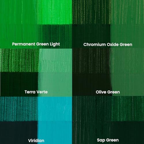 Soho Urban Artist Oil Paint Greens Set of 6-50 mL Tubes, Triple-Milled Oils with Refined Linseed - Smooth Application, True Color Mixes, Ideal for Brushes & Palette Knives