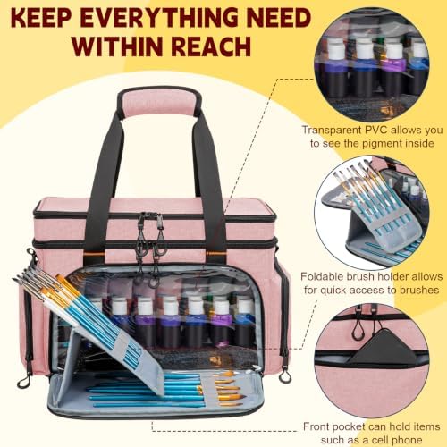 2 Layer Acrylic Paint Storage Bag for 32 Bottle(2 oz) Acrylic Paint