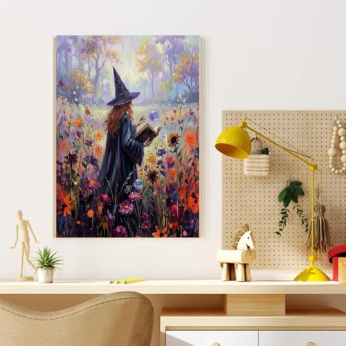 CRZMODE Halloween Paint by Numbers Kit for Adults, Witch, 16x20 inch