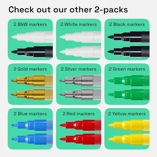 ARTISTRO Black & White Acrylic Paint Markers - 0.7mm Extra Fine-Tip - 2 Set