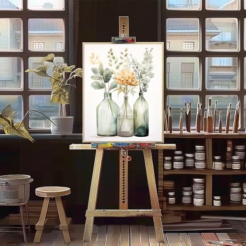 Natuyalo Paint by Numbers Kit for Adults - Flowers in Bottle DIY Adult Paint by Number Kits Acrylic Canvas Painting for Adults Beginners Kids Art Crafts Without Frame, 16x20 Inch