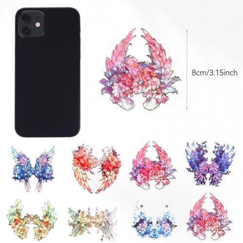 40Pcs Large Gilt Flower Wings Stickers for Scrapbooking,Self-Adhesive Floral WingsStickers Scrapbook Supplies Journaling Stickers for Water Bottle Adult Card Making Letters DIY Cards Decoration