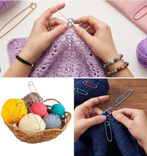 6 Pcs Knitting Stitch Holders, Crochet Tools Aluminum with Secure Lock