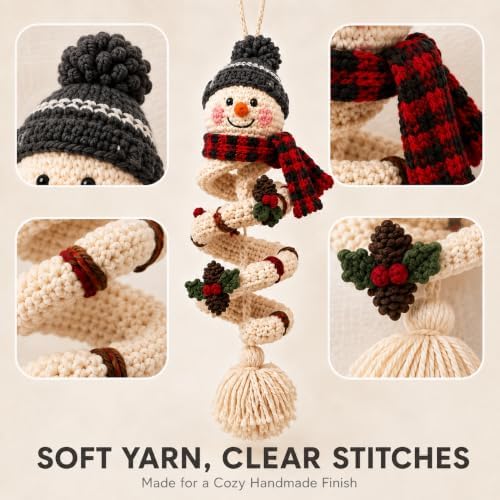 Crochet Snowman Spiral Ornament DIY Kit, Christmas Craft for Adults