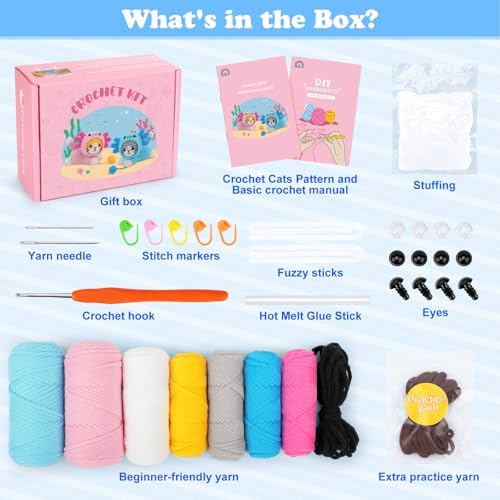 Crochet Kit for Beginners, Axolotl Beginner Crochet Kit for Adults Kid