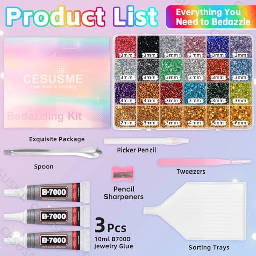 28000 Pcs Color Rhinestones Bedazzling Kit, Gold Bedazzling Rhinestones