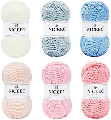NICEEC 300g Soft Assorted Colors Yarn 100% Acrylic 870yds -Series 13