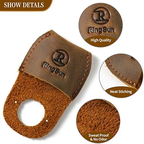 Ringsun Thumb Guard Wood Carving Tools, Leather Finger Protector, Handmade Carpenter Working Carving Kit Accessories Brown RS40