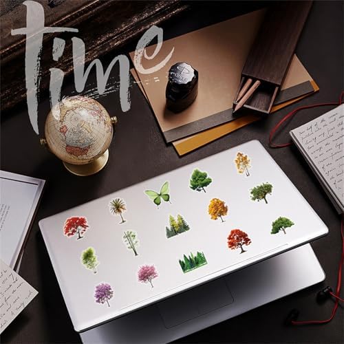 50PCS Tree Forest Stickers PET Transparent Stickers Colorful Nature Decals Waterproof Decorative Decals for Scrapbook DIY Crafts Album Bullet Journal Planner Water Bottles Phone Cases Laptops (Trees)