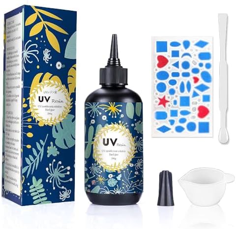 Crystal Clear Hard UV Resin Upgraded Formula Ultraviolet Fast Curing for Jewelry Making Craft Decoration Hard Transparent Glue Solar Cure Sunlight Activated Resin Casting & Coating (200g)