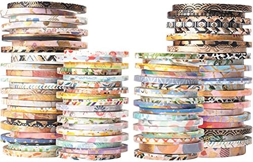 Exrta Slim Washi Tape Set Random Patterns 80 Rolls+ Bundle Gold Foil Super Skinny Decorative Masking Tape Scrapbook Tape for DIY Craft Art Projects Journal Gift Wrapping (Gold Foil Detailing)