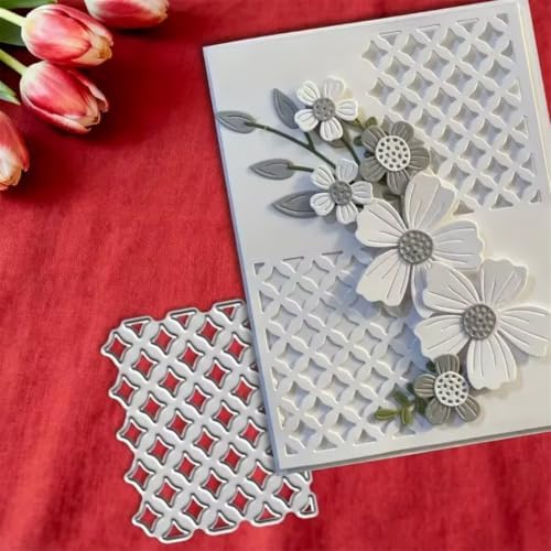 Scrapbooking Die-Cuts, Layer Frame Net Set Metal Cutting Dies for Card Making, Paper Craft Template, Background Embossing Stencils, DIY Album Décor (Grid Frame-6.6x5.4cm)