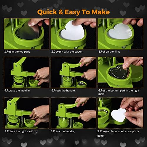 BEAMNOVA 100 Sets of Heart-Shaped Metal Button Supplies for Pin Maker
